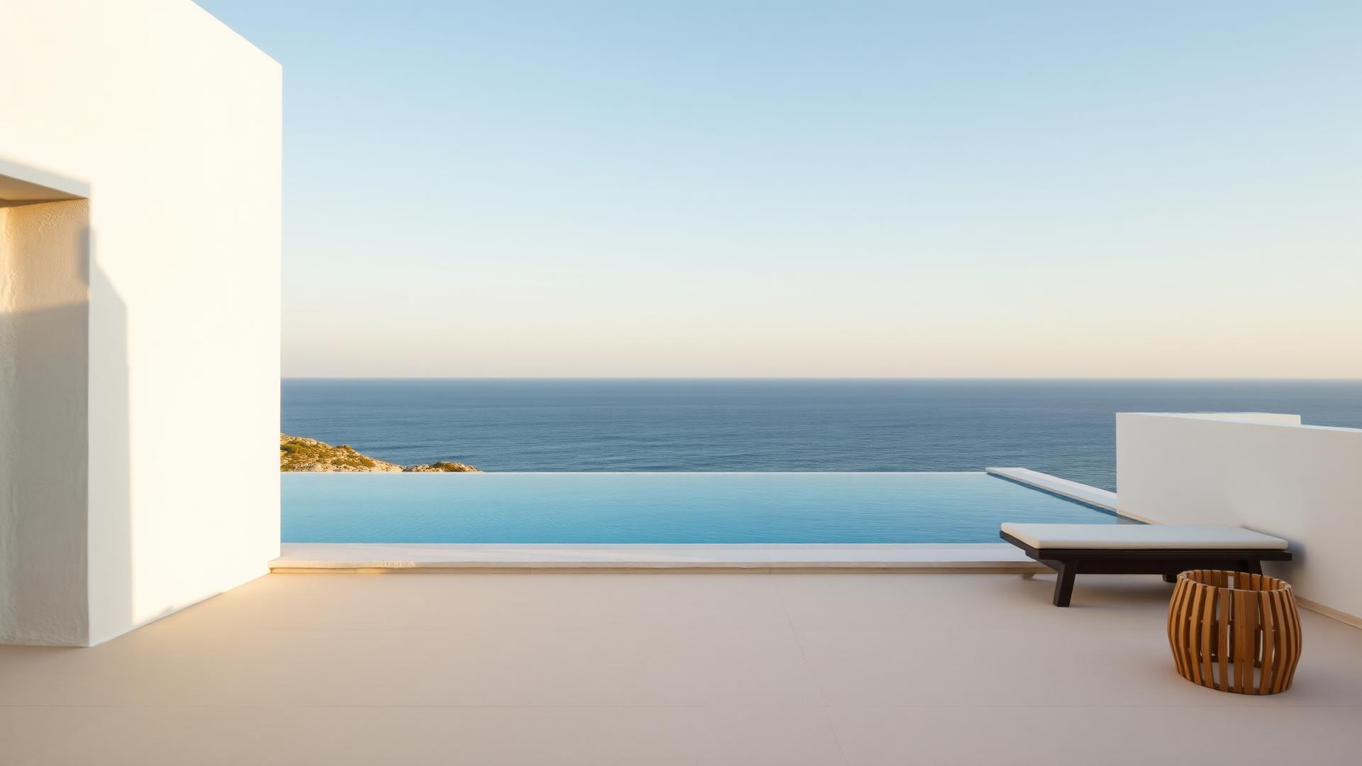 Premium Ibiza villa terrace overlooking the Mediterranean